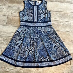Michael Kors XL Sleeveless Blue and White Knee Length Dress
